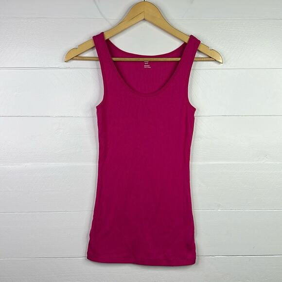 GAP Pink Deep Scoop Ribbed Stretch Sleeveless Tank Top Shirt Size‎ Small - Picture 1 of 11